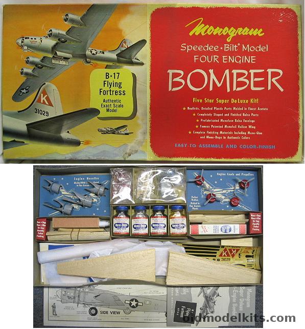 Monogram 1/62 Speedee Bilt B-17 Bomber - Memphis Belle, H3-495 plastic model kit